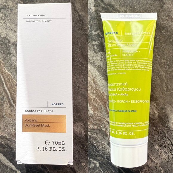 Korres Santorini Grape Volcanic SkinReset Mask Full Size 2.36 Oz Detox Clarify - Picture 2 of 10